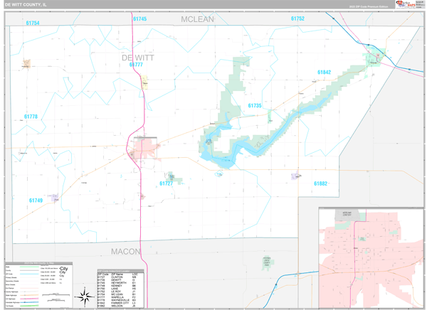 De Witt County, IL Wall Map